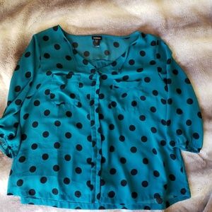 Teal Polka Dot Blouse